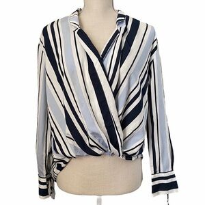 BERSHKA blue striped blouse size S